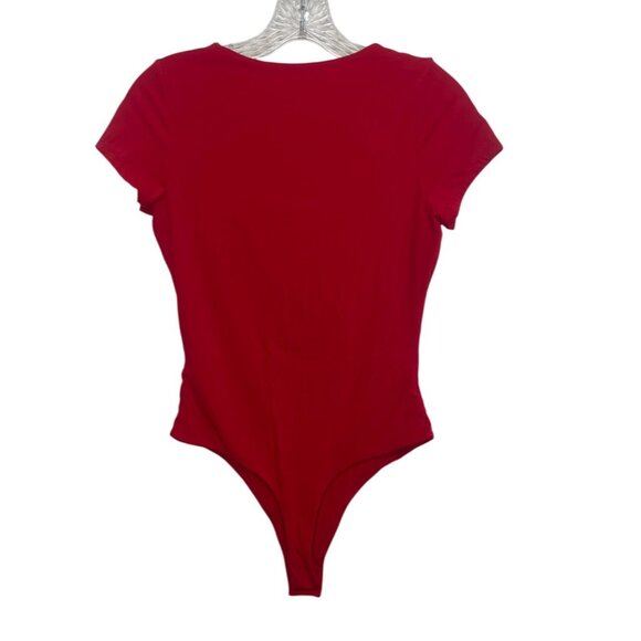 Qinsen Short Sleeve Bodysuit Womens Small Red New - Picture 4 of 6